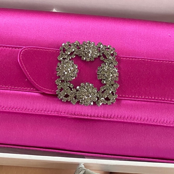 MANOLO BLAHNIK Gothisi satin clutch bag - Picture 1 of 4